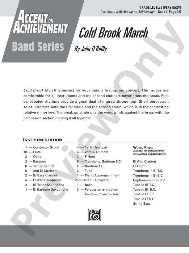 Cold Brook March - Concert Band Conductor Score & Parts (Digital Download)