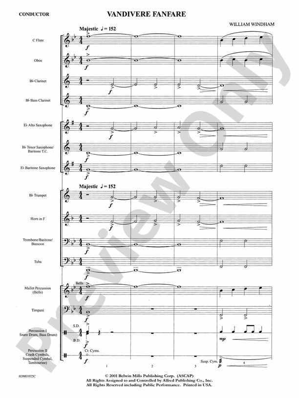 Vandivere Fanfare - Concert Band Conductor Score & Parts (Digital Download)