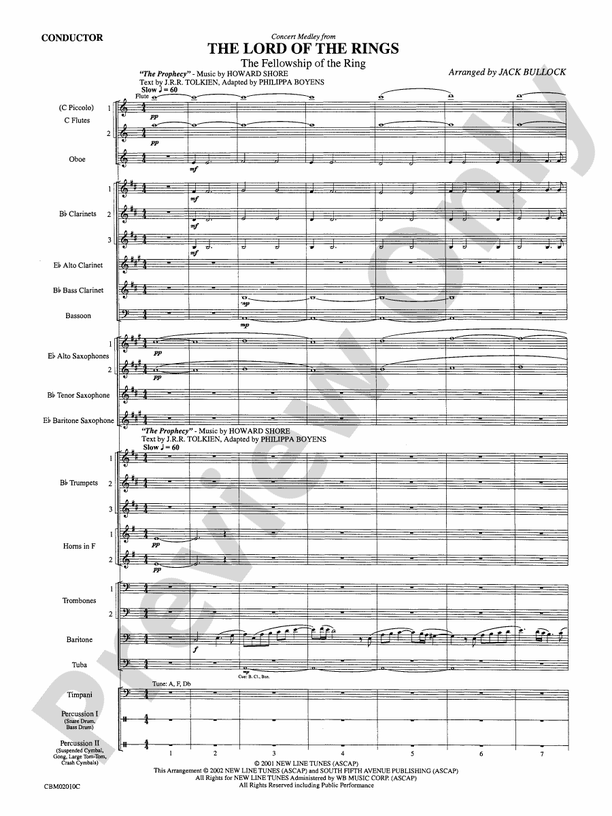 The Lord of the Rings: The Fellowship of the Ring, Concert Medley from - Concert Band Conductor Score & Parts (Digital Download)