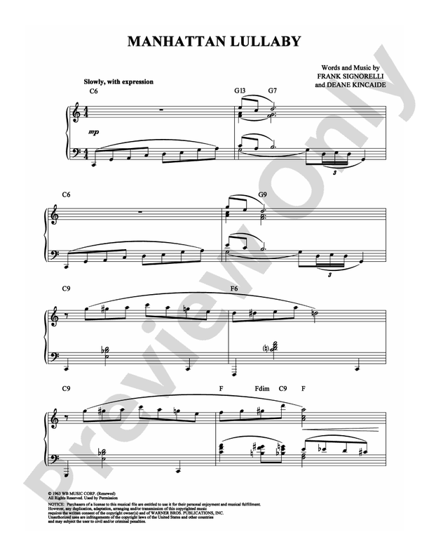 Manhattan Lullaby - Piano (Digital Download)