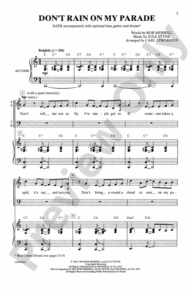 Don't Rain on My Parade – SATB Choral Octavo (Digital Download)