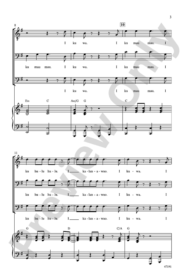 I Ku Mau Mau – TBB Choral Octavo (Digital Download)