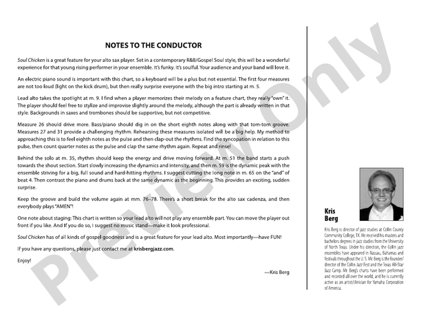 Soul Chicken – Jazz Ensemble Conductor Score & Parts (Digital Download)