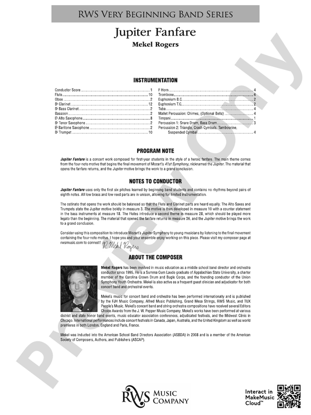 Jupiter Fanfare - Concert Band Conductor Score & Parts(Digital Download)