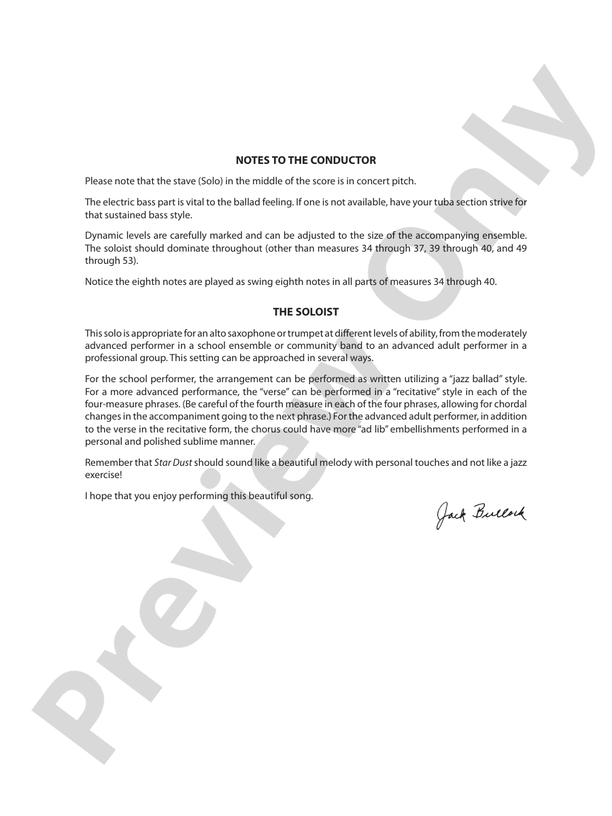Star Dust (Grade 3) - Concert Band Conductor Score & Parts (Digital Download)