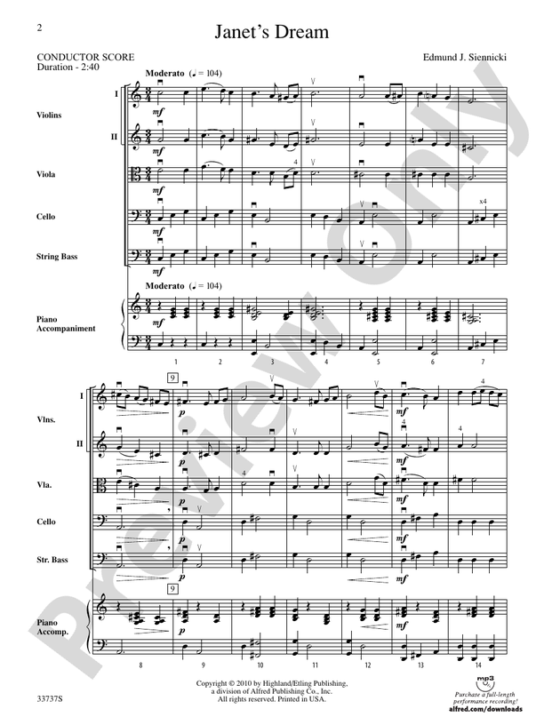 Janet's Dream – String Orchestra Conductor Score & Parts (Digital Download)