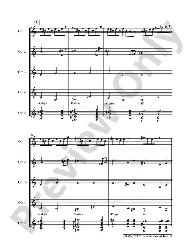 Alfred's Guitar 101, Ensemble: Desert Trail - Guitar Ensemble (Digital Download)