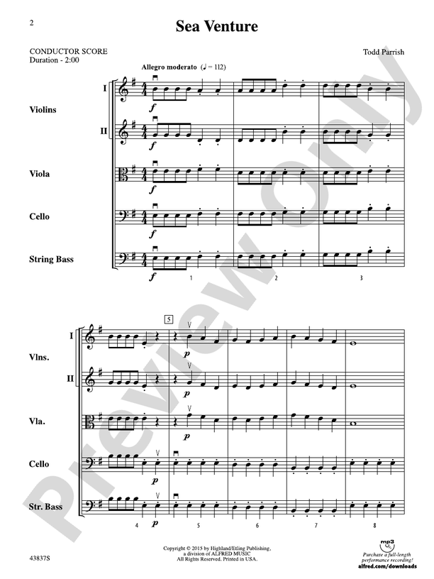 Sea Venture – String Orchestra Conductor Score & Parts (Digital Download)
