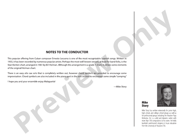 Malaguena – Jazz Ensemble Conductor Score & Parts (Digital Download)