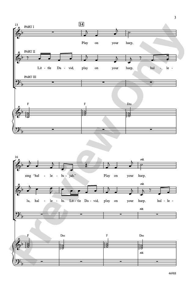 Little David, Play on Your Harp – 3-Part Mixed Choral Octavo (Digital Download)
