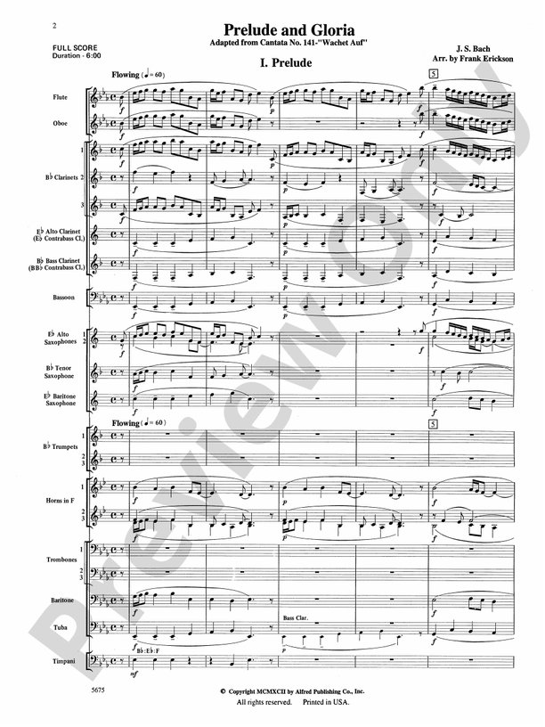 Prelude and Gloria (Adapted from Cantata No. 141 -- "Wachet Auf") - Concert Band Conductor Score & Parts (Digital Download)