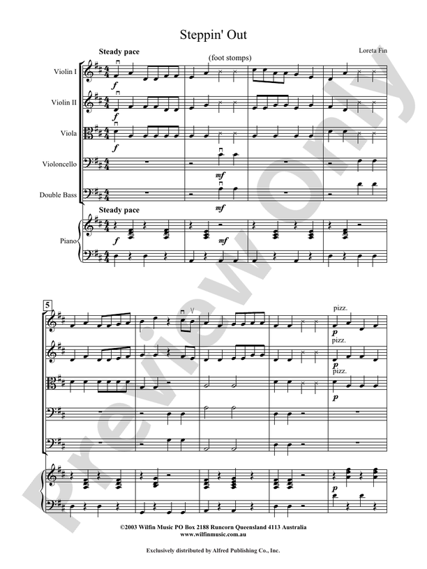 Steppin' Out - Loreta Fin – String Orchestra Conductor Score & Parts (Digital Download)