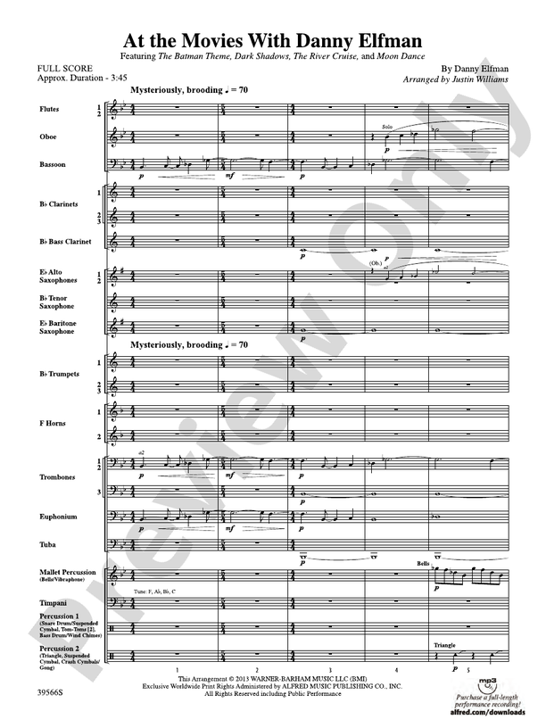 At the Movies with Danny Elfman - Concert Band Conductor Score & Parts (Digital Download)