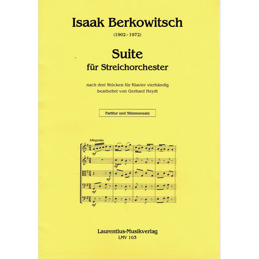 Berkowitsch - Suite (from 3 Pieces for Piano for 4 Hands) - String Orchestra Score/Parts arranged by Heydt Laurentius LMV103