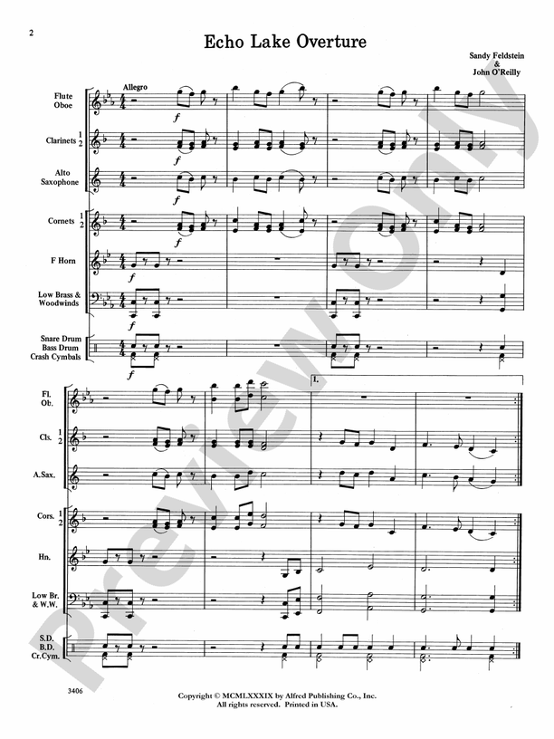 Echo Lake Overture - Concert Band Conductor Score & Parts (Digital Download)