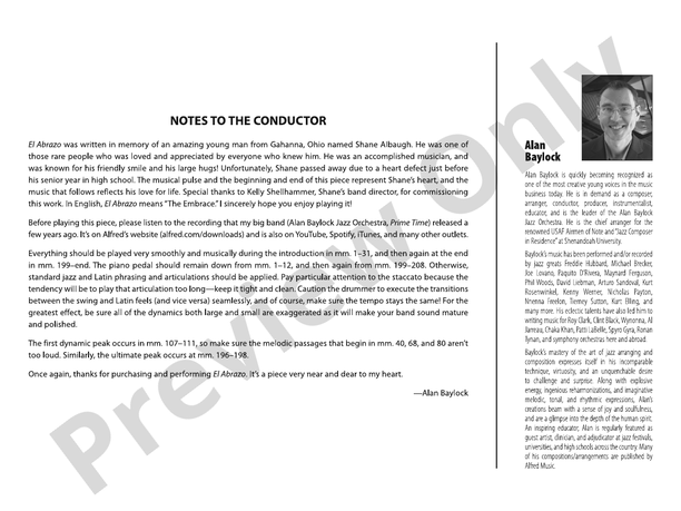 El Abrazo – Jazz Ensemble Conductor Score & Parts (Digital Download)
