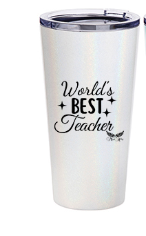 Sparkling Tumbler World's Best Teacher White