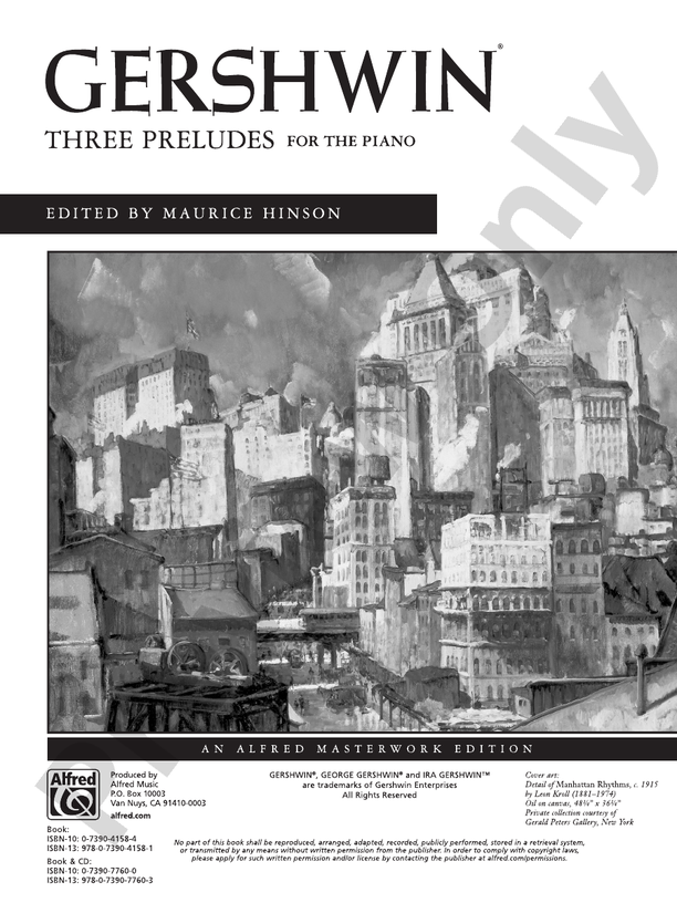 George Gershwin: Three Preludes - Intermediate / Advanced Piano Collection - Piano (Digital Download)