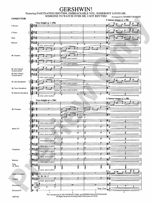 Gershwin! (Medley) - Concert Band Conductor Score & Parts (Digital Download)