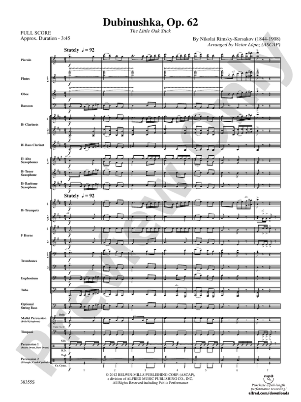 Dubinushka, Op. 62 - Concert Band Conductor Score & Parts (Digital Download)