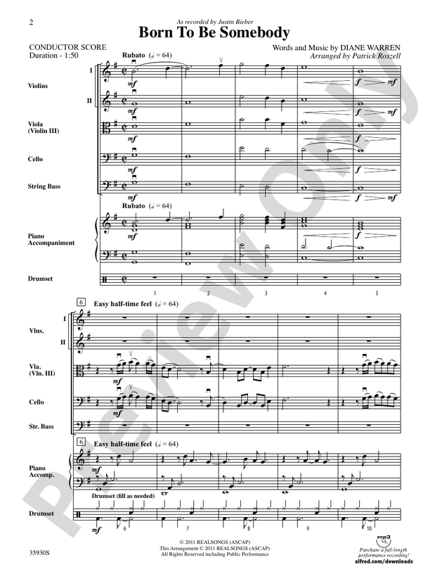 Born to Be Somebody – String Orchestra Conductor Score & Parts (Digital Download)