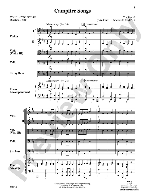 Campfire Songs - String Orchestra Conductor Score & Parts (Digital Download)