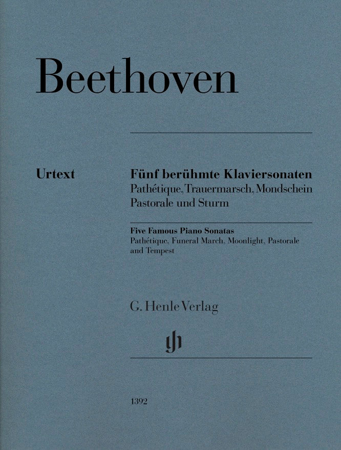Beethoven Five Famous Piano Sonatas - Beethoven Ludwig Van Henle HN1392