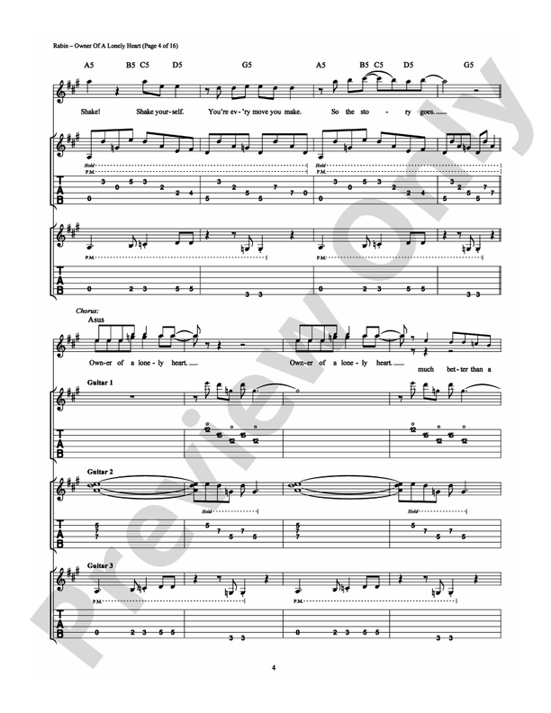 Owner of a Lonely Heart - Guitar TAB (Digital Download)