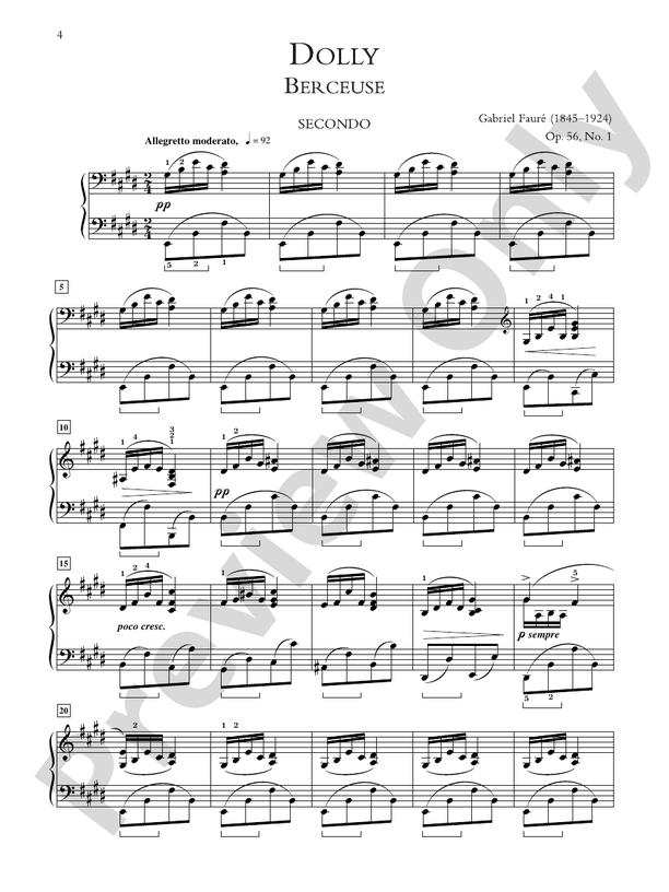 Faure - Dolly Suite, Opus 56 - 1 Piano, 4 Hands (Digital Download)