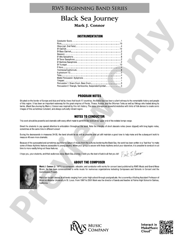 Black Sea Journey - Concert Band Conductor Score & Parts(Digital Download)