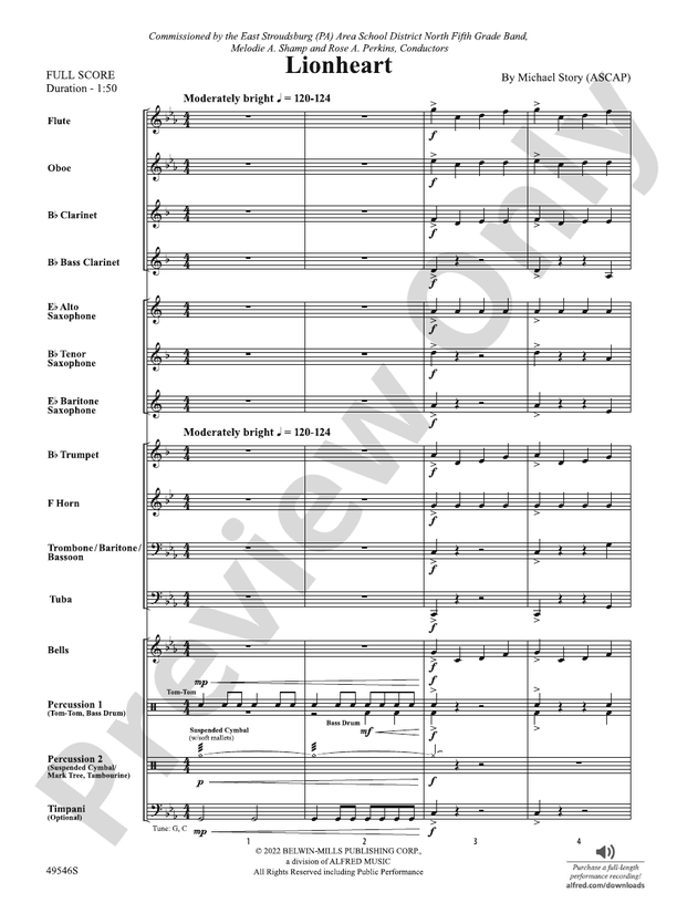 Lionheart - Concert Band Conductor Score & Parts (Digital Download)