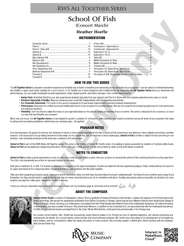School Of Fish (Concert March) - Concert Band Conductor Score & Parts(Digital Download)