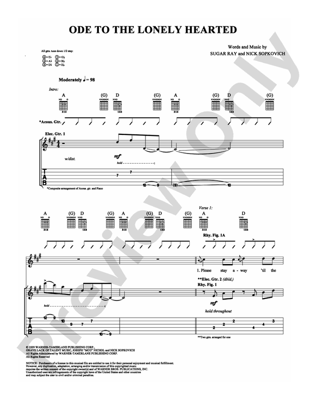 Ode to the Lonely Hearted - Guitar TAB (Digital Download)