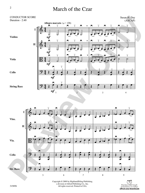 March of the Czar – String Orchestra Conductor Score & Parts (Digital Download)
