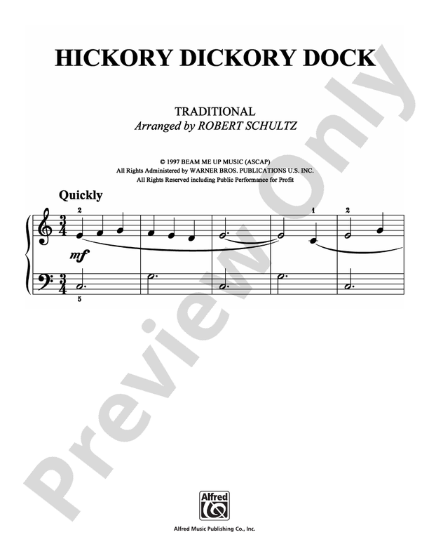 Hickory Dickory Dock - Arr. Robert Schultz - Easy Piano (Digital Download)