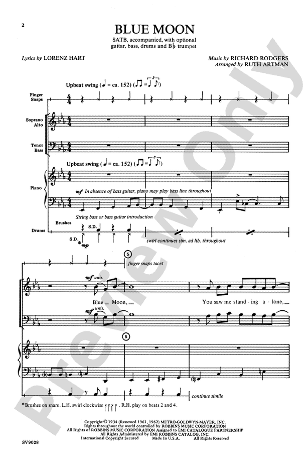 Blue Moon – SATB Choral Octavo (Digital Download)