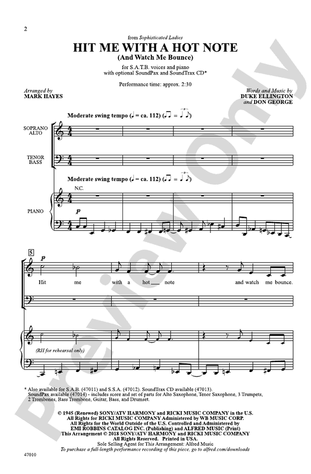 Hit Me with a Hot Note – SATB Choral Octavo (Digital Download)