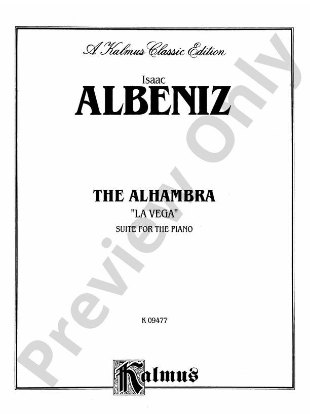 Albeniz - The Alhambra - Piano Solo (Digital Download)
