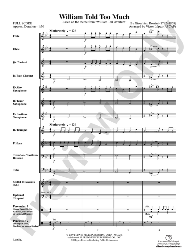 William Told Too Much - Concert Band Conductor Score & Parts (Digital Download)