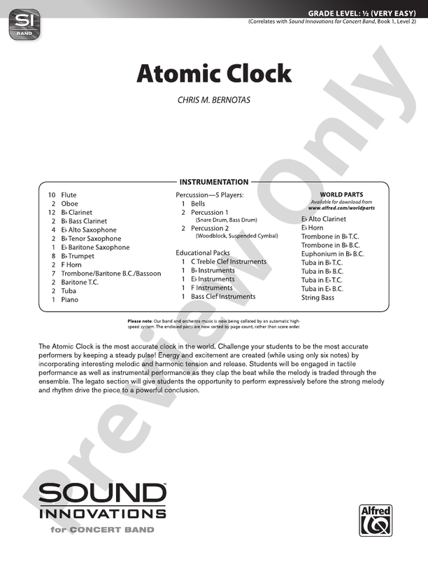 Atomic Clock (Chris M Bernotas) - Concert Band Conductor Score & Parts (Digital Download)