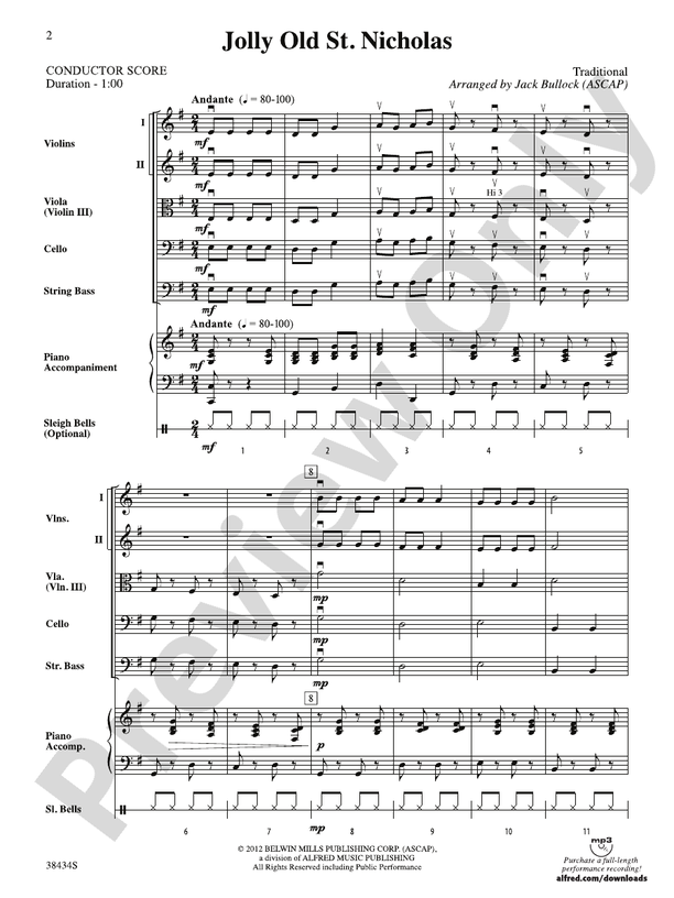 Jolly Old St. Nicholas – String Orchestra Conductor Score & Parts (Digital Download)