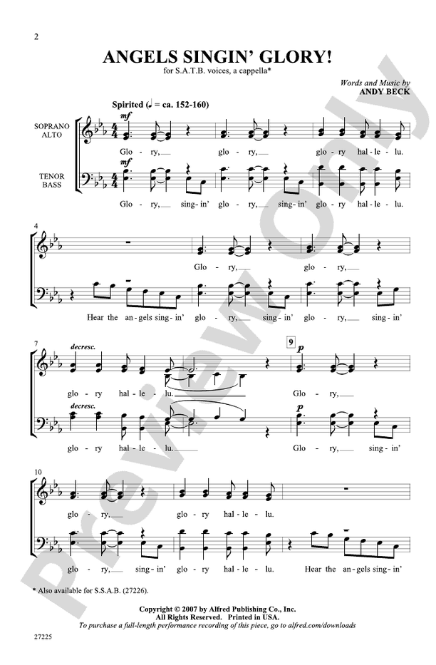 Angels Singin' Glory! – SATB, a cappella Choral Octavo (Digital Download)