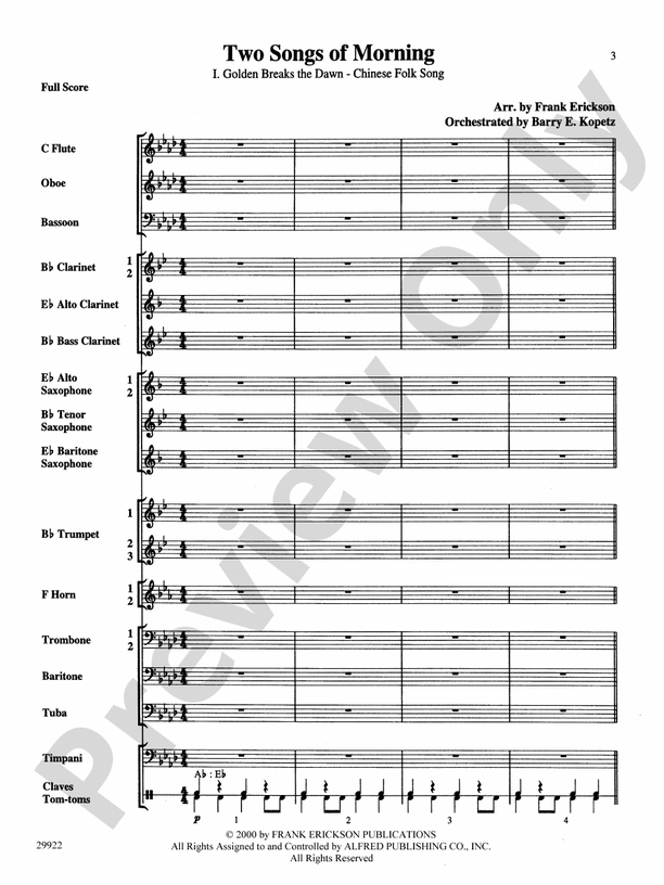 Two Songs of Morning - Concert Band Conductor Score & Parts (Digital Download)
