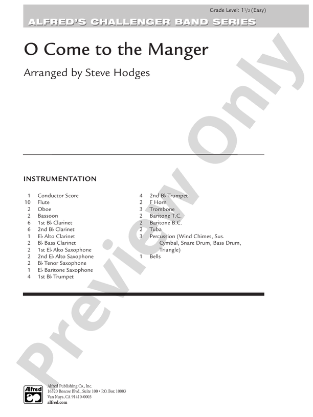 O Come to the Manger - Concert Band Conductor Score & Parts (Digital Download)