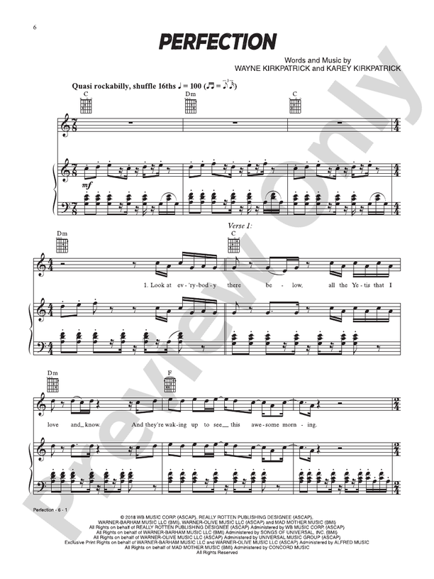 Perfection (from Smallfoot) - PVG (Digital Download)