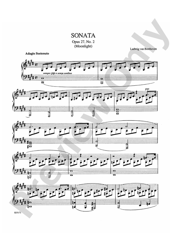 Beethoven - Sonata No. 14 in C-Sharp Minor, Op. 27, No. 2, "Moonlight" - Piano Solo (Digital Download)