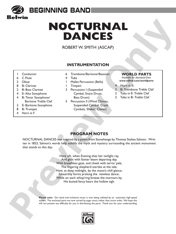 Nocturnal Dances - Concert Band Conductor Score & Parts (Digital Download)