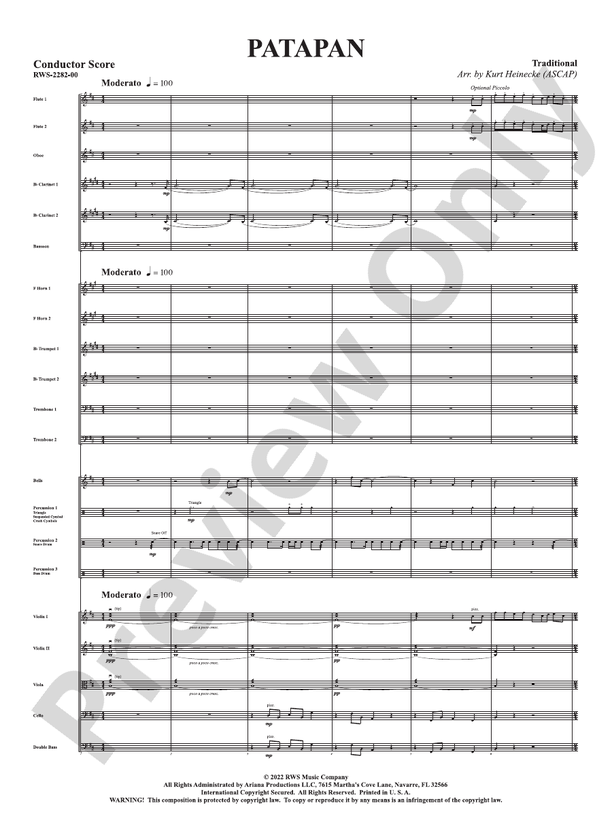 Patapan - Full Orchestra Conductor Score & Parts (Digital Download)