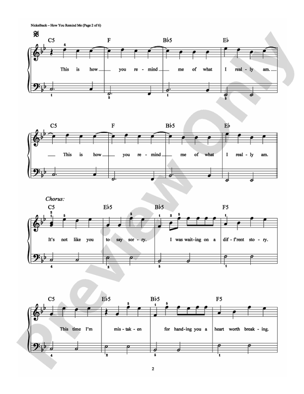 How You Remind Me - Arr. Richard Bradley (DSM-PS-0005159) - Easy Piano (Digital Download)