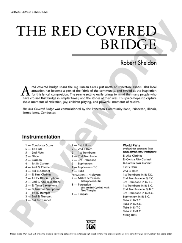 The Red Covered Bridge - Concert Band Conductor Score & Parts (Digital Download)
